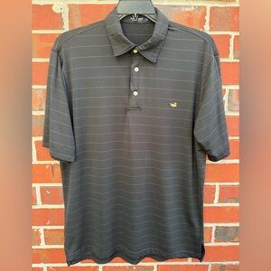 Southern Marsh Black & Beige Medium SS Golf Polo Shirt w/ Subtle Stripes M9